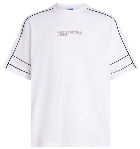 Karl Lagerfeld Jeans Uomo Relaxed Piping T-Shirt White L