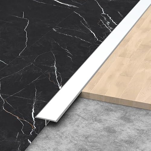Raouoae Aluprofil Übergangsprofil T-Profil Übergangsschiene 3 Stück 100cm Übergangsprofil Übergangsschiene Aluminium-Formleisten Zierleisten Und Boden-Übergangsstreifen(Weiß,Breite: 8mm)