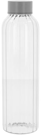 Cooke & Miller Glass Water Bottle 500ml Coloured Ribbed Leak Proof Glass Beverage Drinking Bottle Juice Cold Drinks Juice Smoothie Portable for Sports Gym Yoga Travel Office School Home (Black)