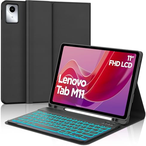 IVEOPPE Backlight Keyboard Case for Lenovo Tab M11 11 Inch 2024, Black