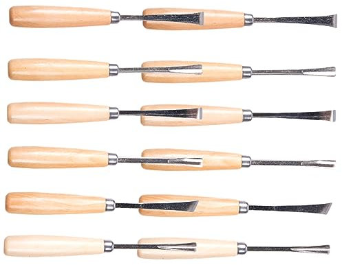 VILLCASE 12 Pièces Ciseau à Bois Professionnel Lot pour Sculpture Travail Bois Menuisier Ciseau à Sculpter