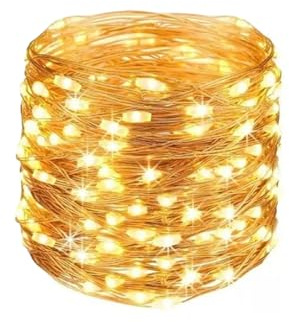 Brightium Guirnalda de luces LED de 10 m con alambre de cobre, batería 3AA, color blanco cálido, ideal para decoraciones y ambientación.