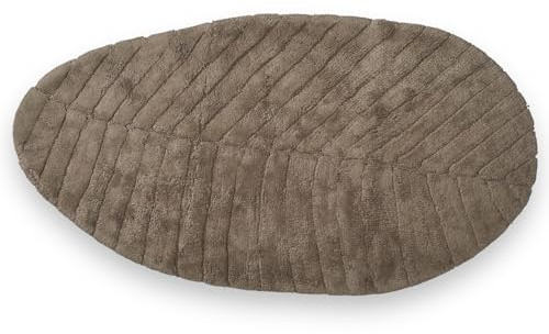 Maison Sucrée Tappeto Bagno Foglia in Cotone 100% – Design a Forma di Foglia, Fondo Antiscivolo, Pelo Raso – Lavorazione Artigianale – OEKO-TEX® – Made in Italy (Tortora)