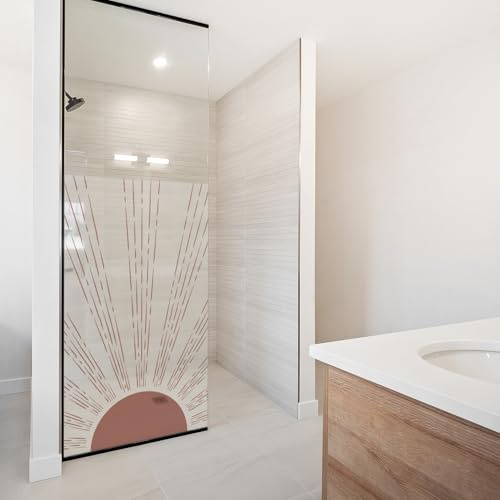 yabaduu Film Dépoli Occultant Paroi de Douche et Fenêtre Salle de Bain Film Givré Autocollant Imperméable Anti Regard Sticker Décoratif Vitrage Opaque YX001 (25 Soleil, 100 x 100 cm)