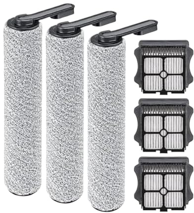 PYCUBN Replacement Parts for Cordless Vacuum Cleaner, 3 Brush Rollers, 3 HEPA Filters