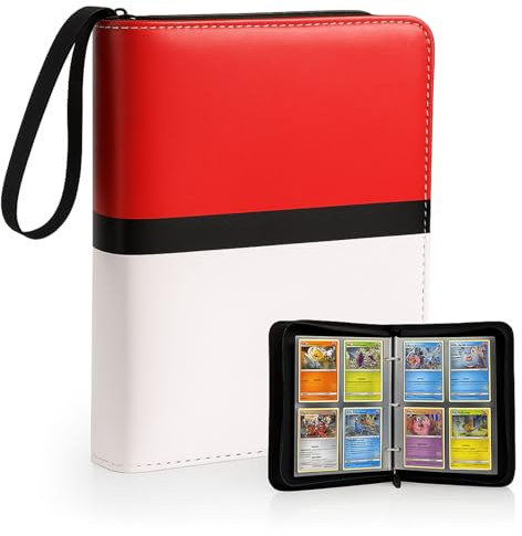 4 Pocket Card Binder, 400 Cards Trading Card Binder with Zipper Closure, Waterproof PU Leather - Ideal for TCG, Sports & Football Cards - Gift for Kids & Collectors