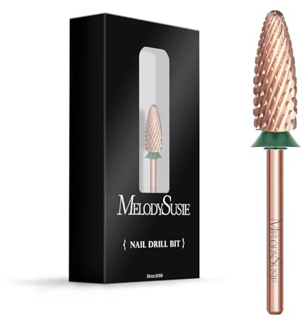 MelodySusie Flammenförmige Langfräser Nagelfräser Bits, 3/32'' Hartmetall-Wolfram Fräser Bits Nagelfräser Aufsätze für Maniküre/Pediküre/Cuticle/Gel-Polishing (Roségold)