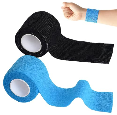 GNALIA Kinesio Tape, 2 Pezzi, Nastro Kinesiologico Impermeabile Ed Elastico 4,5M X 5Cm, Colori Nero E Blu, Forte E Resistente