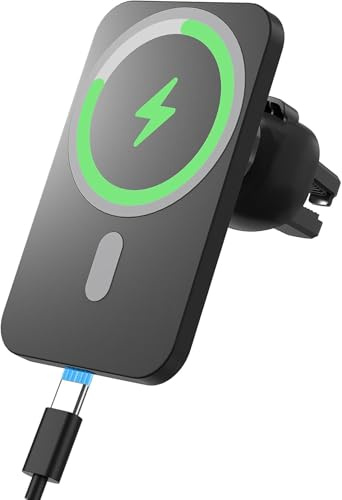 15W Caricabatterie Wireless Magnetico Auto, Ricarica Veloce Wireless Car Charger, Porta Cellulare Auto, Caricatore Senza Fili Supporto Magnetico Telefono Auto per iPhone 17 16 15 14 13 12 Serie Galaxy