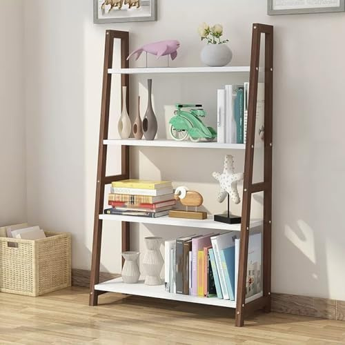Scaffale a scala in legno a più livelli salvaspazio per soggiorno e camera da letto, decorazione moderna per casa colonica, design robusto (marrone, 50 x 30 x 110 cm)