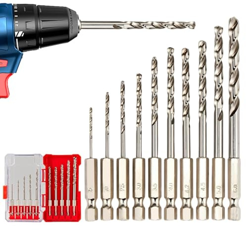 HSS Borrset M35 kobolt (1,5–6,0 mm, 10 delar), metallborrsats för rostfritt stål, stål och hårdmetaller, robust borr med sexkantsskaft i förvaringslåda, hårdmetallborr, professionell borrsats av
