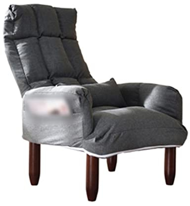 Verstellbarer Chaiselongue-Sessel mit Schlaffunktion, Holz, gepolsterter Komfort, Seitentaschen, gemütlicher Lesesessel für Wohnzimmer (Farbe: )