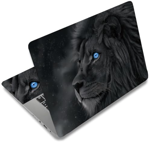 SUPERDANT 3 Pcs Lion Laptop Skin 14.96x10.63 Inch/38x27cm Trim-to-Fit PVC Waterproof Scratch Proof Black Decal for 13-17 Inch Notebook Lid Personalize Cover Black