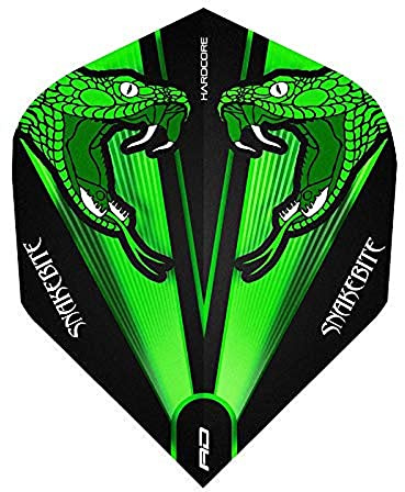 RED DRAGON Hardcore Peter Wright Snakebite Grün Transparent Dart Flights - 3 Sätze pro Packung (9 Flights insgesamt)