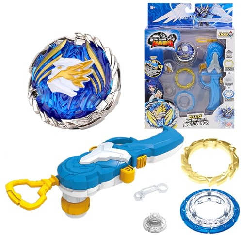 INFINITY NADO Peonza para Niños Metal Toy Chico, Battle Tops Lanzador Juguete Niño, Peonzas Niño a Partir de 5 Años, Non-Stop Battle Deluxe Peonza - Ares Wings