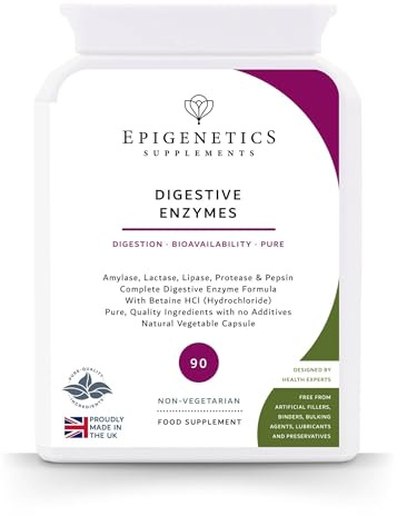 Digestive Enzyme Supplements for Gut containing Lactase, Protease, Betaine, Pepsin & Lipase for Women & Men | Digestive Health 3 Month Supply, 90 Capsules | UK Made