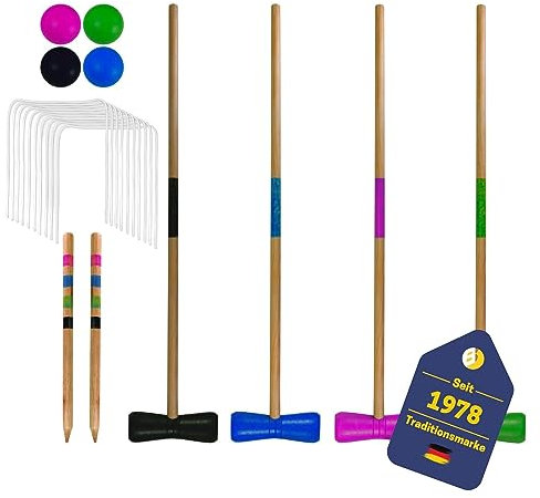 Best Sporting Crocket Set I Krocket Erwachsene & Kinder I Mit Schläger, Kugeln, Tore, Markierungspfähle I Outdoor Spiele für Erwachsene I Gartenspiele für Kinder I Croquet Set Erwachsene (75 cm)