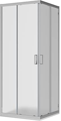 Box Doccia Angolare Mod. Java 70x90cm Apertura Scorrevole Vetro Temperato 6mm Opaco Profili in Alluminio Cromato Flat Design 16 Carrelli Scorrevoli Maniglia in ABS Cromato