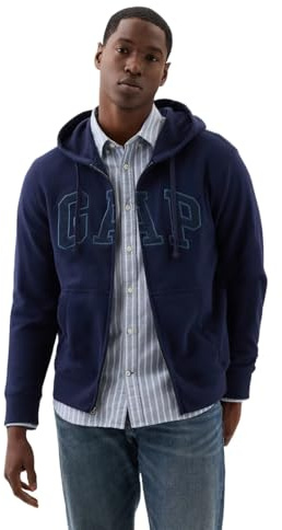 GAP Logo Hoodie Hooded Full Zip Sweatshirt Maillot de survêtement, Tapisserie Marine, Large Homme