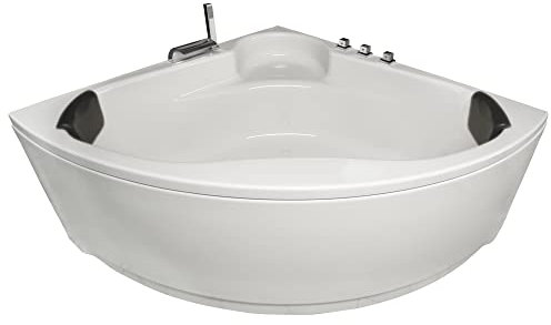 Basera® Eck-Badewanne Futuna 140 x 140 cm mit Wasserfall, LED-Ambiente und Kopfstützen
