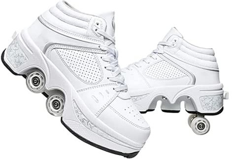 Schuhe mit Rollen LED Leuchtend Skates 4-Rad Verstellbare Rollschuhe Verstecktes Rad für Laufsportschuhe Zum Spielen für Männer Frauen Und Kinde