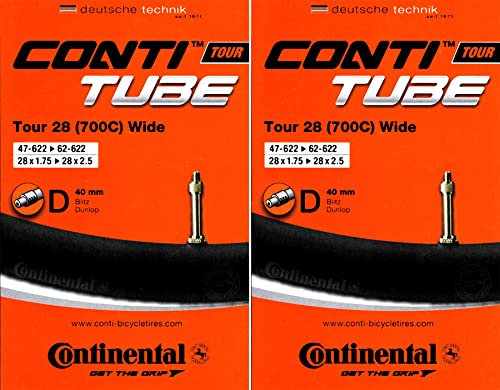 2X Continental Tour 28 Wide DV 40 mm (47-622/62-622) 28 Zoll Fahrrad Schlauch