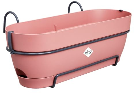 Elho Vibia Campana Trough Allin1 50 - Fioriera per Balcone - Ø 50.4 x H 17.7 cm - Rosa/Dusty Pink