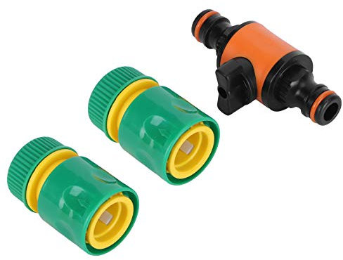 3PCS /Set American Type On/Off Ball Valve Garden Hose Quick Connectors Hose Repair Kit Outdoor Faucets (1 ball valve + 2 four-point quick two-way nipple)