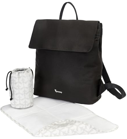 APRAMO Wickeltasche für Babywindeln, multifunktionaler Modül-Wickelrucksack mit tragbarer Wickelunterlage und Flaschenhalter, vielseitige Umhängetasche für Mama und Papa, Schwarz