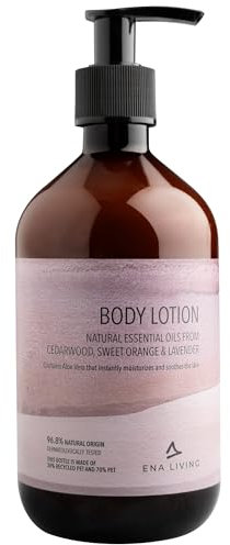 ENA Living Body Lotion mit ätherischen Ölen, 500 ml, 1 Flasche | Körpercreme mit Zedernholz, Süßorange & Lavendel | Luxuriöse Bodylotion