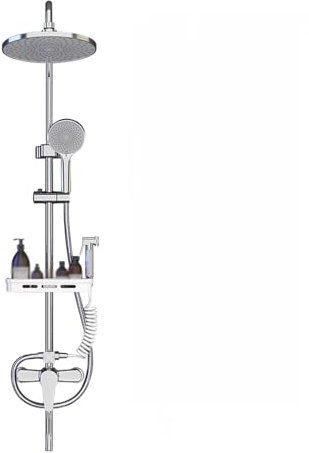 BiaoTeng Colonne De Douche Pour Baignoire Avec Mitigeur, Réglable en Hauteur, Pommeau de Douche de 3 Jets, Ensemble De Douche Montage Mural chrome