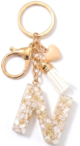 Vorysum Schlüsselanhänger Buchstabe Anhänger Marmor Harz Mit Anfangsbuchstaben Mädchen Schlüsselringe Herzförmig Personalisiert Frauen Keychain A-Z