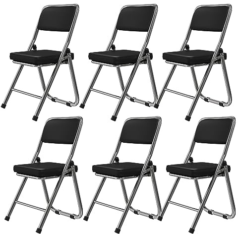 Chleby 6pcs Sedia Pieghevole Comoda Sedia Visitatore Sedia Pieghevole Imbottita in Pelle Sedia da pranzo pieghevole Sedie pieghevoli per cucina, interno, esterno, sala conferenze viola profondo