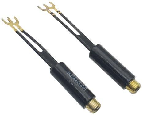 FDXGYH 2 connettori per antenna TV per esterni, trasformatore coordinato, da 300 Ohm a 75 Ohm, adattatore cavo coassiale UHF VHF FM modello TV convertitore (placcatura oro)