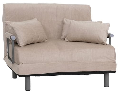 Mendler Schlafsessel HWC-K29, Klappsessel Schlafsofa Gästebett, Liegefläche 190x100cm, Stoff Chenille (370g/m²) - Creme