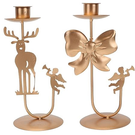 Amosfun 2stücke Kerzenständer Aus Metall Retro-kerzenständer Für Haushalt Weihnachtskerzenständer Goldener Aus Eisen