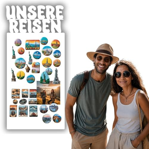 Anwicar Magnettafel Unsere Reisen Weiß 30x64 cm | Magnetisches Stahlboard für Magnete, Fotos und Notizen, Beschreibbar, Montageset inklusive