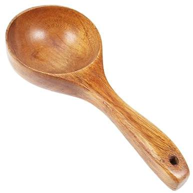 Mikinona Cuillère Bois Massif Cuillère à Soupe Louche Ronde Polyvalente Pour Cuisine à Domicile Servant Thé Vin Eau Soupe