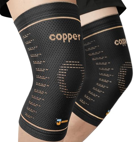 JIUFENTIAN Copper Knee Brace for Women and Men(2 Pack) -knee compression sleeves for Arthritis, Running & Daily Use-Targeted Support for Joint Stability & Pain Relief(Medium)