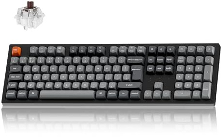 Keychron K10 Max Wireless Mechanical Keyboard - QMK Hot-swappable Brown Tactile Switch, 2.4GHz/Bluetooth/USB-C, Full-Size with RGB Backlit Compatible with Mac Windows Linux(UK Layout) - Black