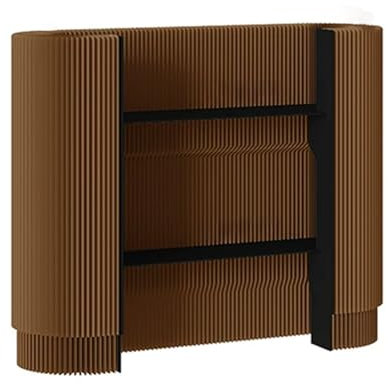 Moderner Empfangstresen - Kleiner klappbarer Tresentisch für Hotel, Büro, Bar, Geschäft - Tragbares dekoratives Podium - Stilvoller brauner Ausstellungstisch