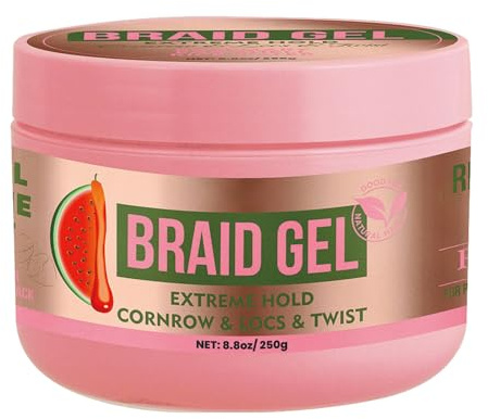 Flätad gel, stark hårlockning gel vattenmelon scen, 8,8 oz lätt att applicera bärbar hårstyling för lådfat, misturizer, dreadlocks, lång hållbar och frizzkontroll