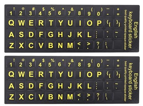LABRIMP Keyboard Stickers for Computer and Laptop English Letter Sticker Decals for Qwerty Keys Waterproof Dustproof Self Adhesive Replacement Labels for Desktop Typing