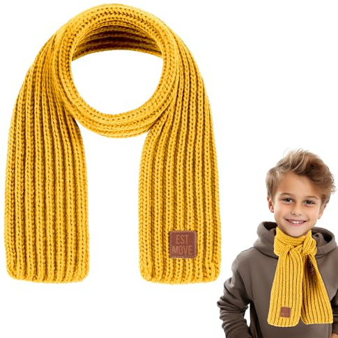 Abeillo Sciarpe invernali calde per bambini in maglia morbida sciarpa scaldacollo sciarpa calda sciarpa avvolgente per ragazzi ragazze, Giallo, 110cm/43.3inch