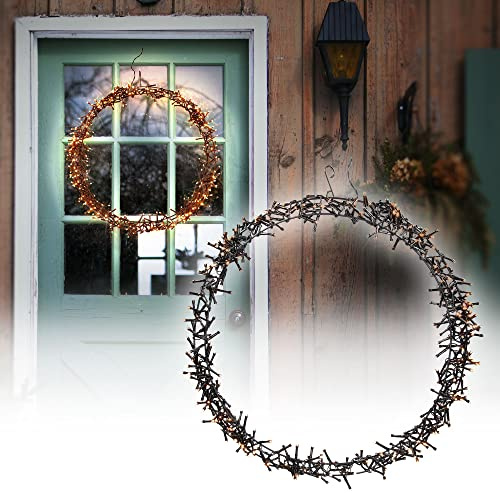 ECD Germany Corona de Navidad Luminosa Ø48cm 400 Luces LED Blanco Cálido 8 Modos de Iluminación Interior/Exterior IP44 Guirnalda Metálica para Puerta/Ventana Anillo Colgante de Luz Decoración Navideña