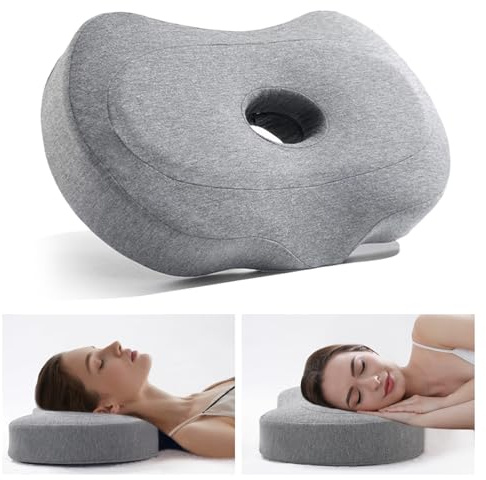 hzuisst Cuscino per piercing all'orecchio con foro, cuscino per orecchie in memory foam con federa rimovibile per chi dorme di lato