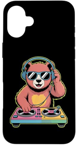 DJ Animal Ours Tourne Disque Mélodie Coque pour iPhone 16 Plus