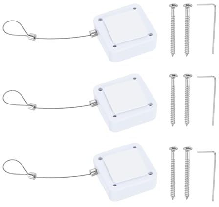 PATIKIL 6.6ft (2M) Retractable Remote Control Cable Tether 2N, 3PCS Remote Control Security Lanyard Lock Adjustable Locking Leash with Rope Locks for TV Phone Tablets Showroom, White