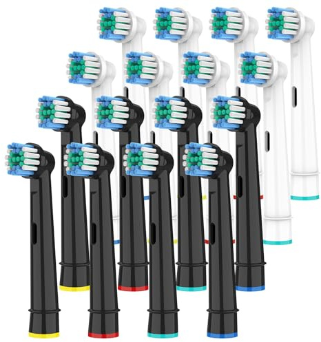 Testine Compatibile con Oral B Spazzolino Elettrico, Setole estese per una pulizia profonda della placca dentale, adatto a Pro/Advance Power/Smart/Vitality/Genius Series, 16pzs