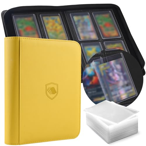 Toploader - Album di carte da collezione per 160 Toploader, 108 top loader inclusi, copertina premium in poliuretano per 3 x 4 Rigid Toploader, album da collezione su entrambi i lati per TCG e carte
